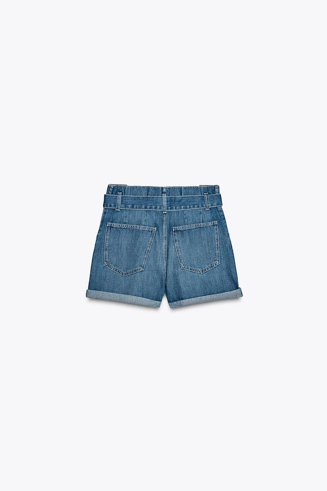 SHORT EN JEAN TRF PAPER BAG TAILLE HAUTE