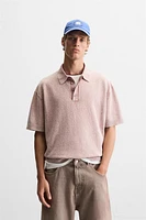 WASHED BOUCLÉ KNIT POLO SHIRT