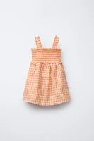 ROBE À CARREAUX VICHY ET FLEURS