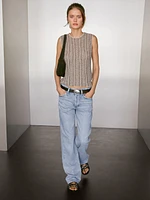 Top en maille ajourée de coton mélang