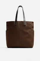 LEATHER AND FABRIC TOTE