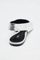 LEATHER METALLIC EFFECT SLINGBACK BALLET FLATS