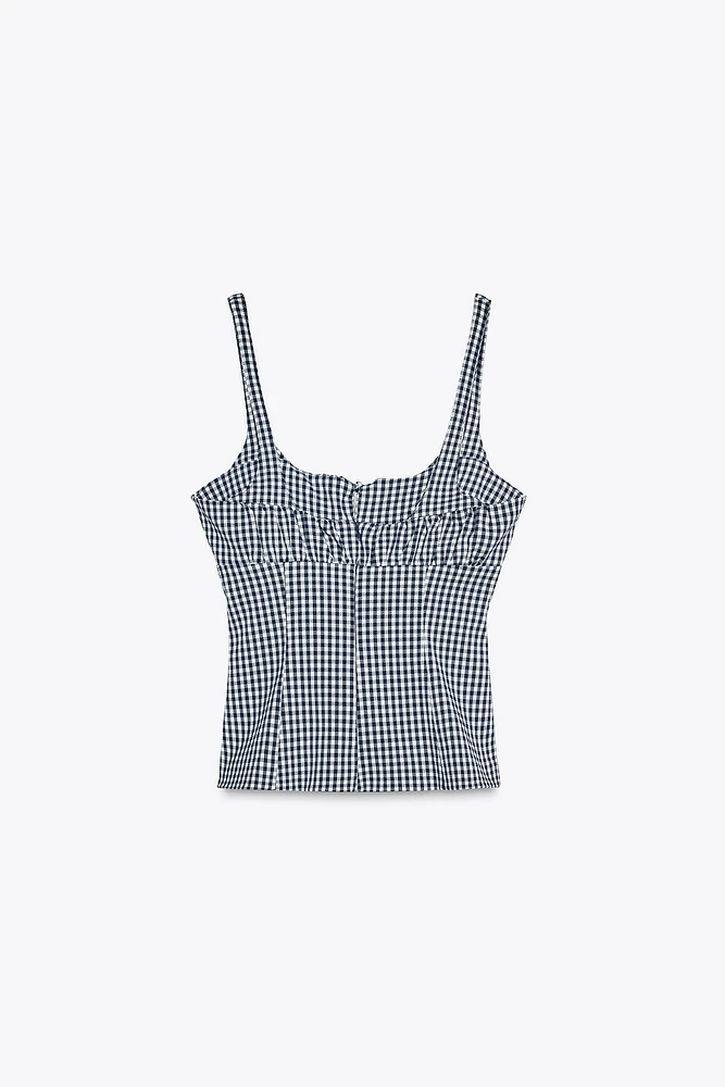 GINGHAM STRETCH TOP