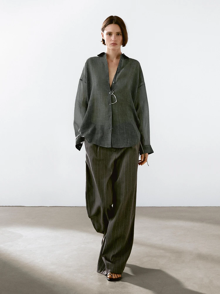 Flowing maltinto ramie blend shirt