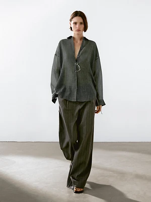Flowing maltinto ramie blend shirt