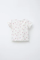 TEXTURED FLORAL PRINT T-SHIRT