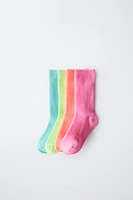 LOT DE QUATRE PAIRES CHAUSSETTES FLUO