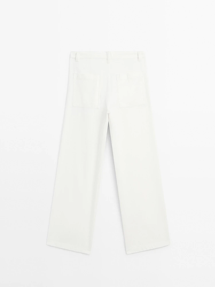 Pantalon relaxed fit taille moyenne