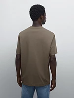 Ribbed neck detail cotton T-shirt