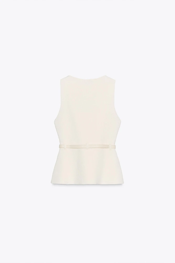 KNIT BELTED TOP