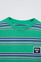 STRIPED T-SHIRT WITH EMBROIDERED LABEL