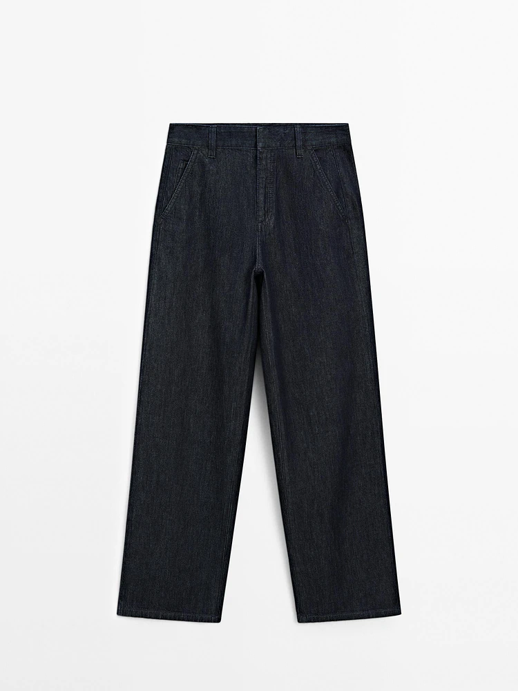 Mid-rise straight-leg jeans