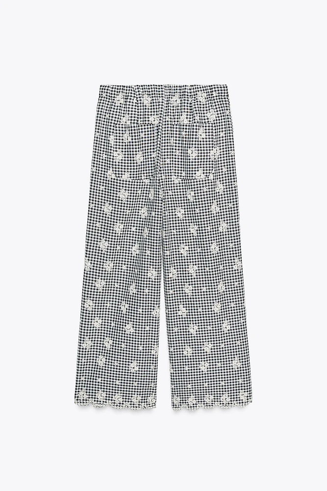 PANTALON JUPE-CULOTTE VICHY BRODÉ