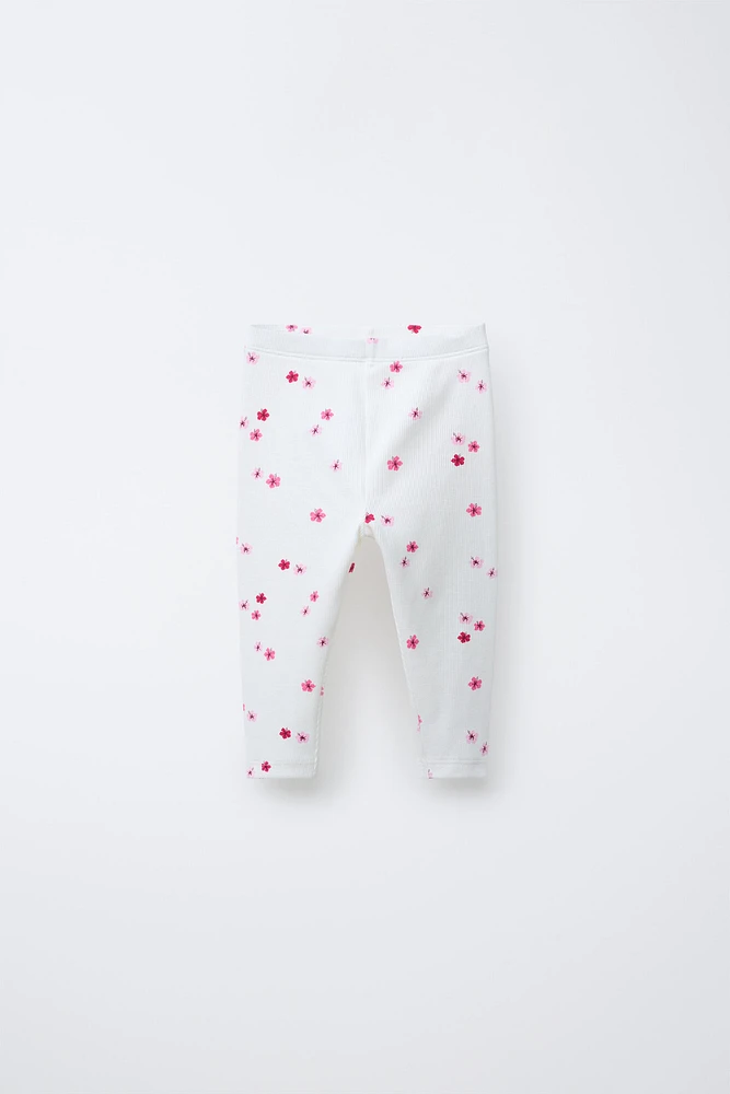 LOT DE DEUX LEGGINGS RIB IMPRIMÉ FLEURS