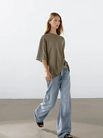 Pull manches courtes oversize lin