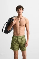 LONG ABSTRACT PRINTED SWIMMING TRUNKS