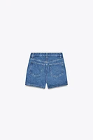BERMUDA EN JEAN TRF COUPE MOM TAILLE HAUTE CROISÉE