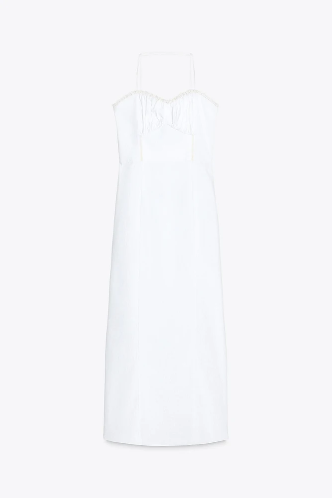 LINEN CORSET MIDI DRESS