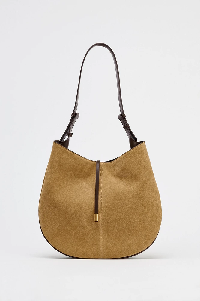 SPLIT LEATHER SHOULDER BAG