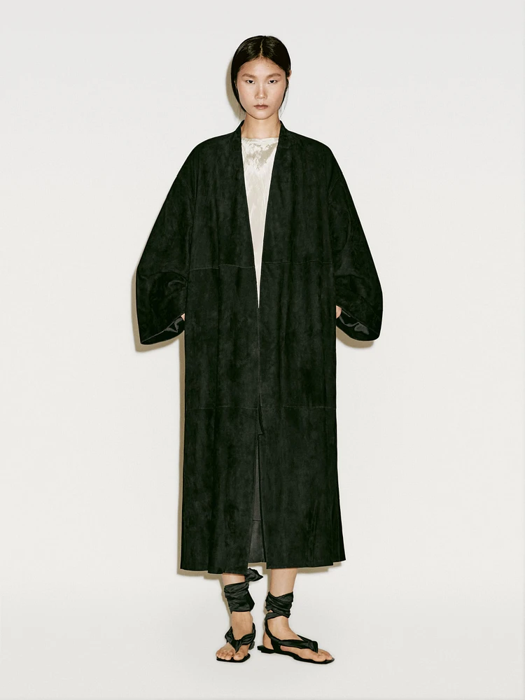 Kimono long en cuir et daim - Limited Edition