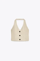 LINEN HALTER TOP