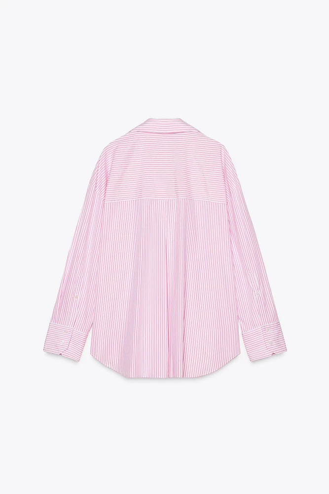 METALLIC THREAD STRIPED POPLIN SHIRT