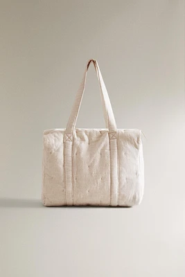 PLAIN LINEN POPLIN DIAPER BAG