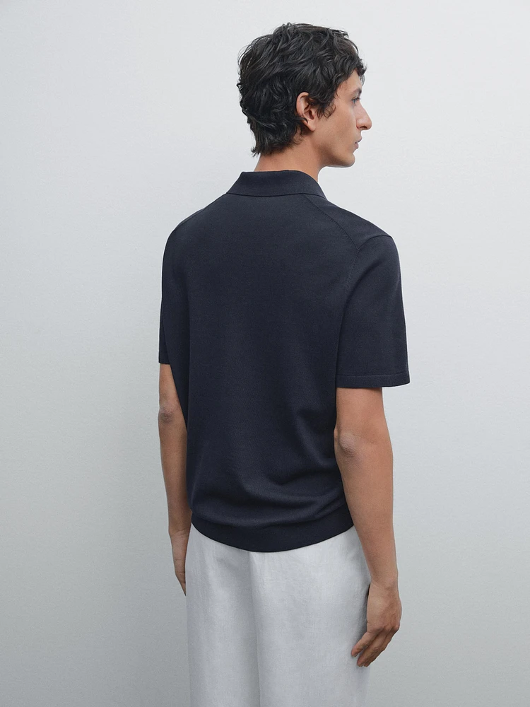 Polo à manches courtes en maille 100 % coton