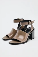 CHUNKY LEATHER HIGH HEELED SANDALS