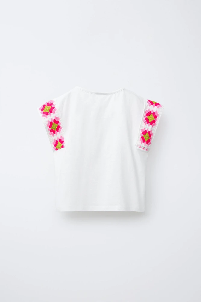CROCHET SLEEVE T-SHIRT