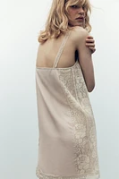 PLEATED LACE STRAP DRESS