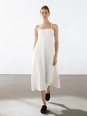 Robe midi double tissu texturé