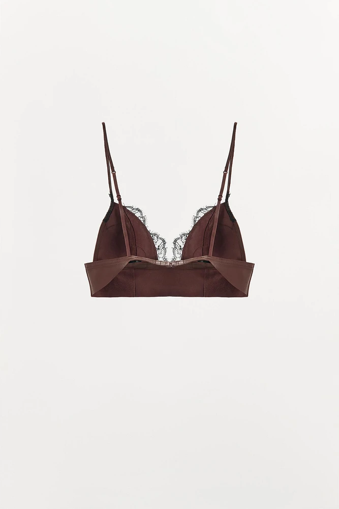 LIMITED EDITION LEATHER & LACE BRALETTE