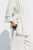 WIDE LEG PIPED PANTS