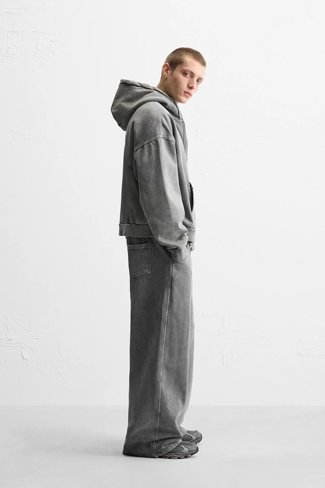 WIDE FIT WASHED JOGGER PANTS