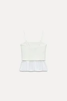 MIXED POPLIN TOP