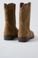 SUEDE COWBOY ANKLE BOOTS