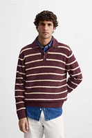 STRIPED TEXTURED KNIT POLO SHIRT