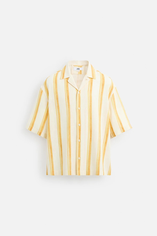 CHEMISE RAYURES VISCOSE ET LIN