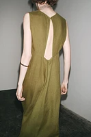 100% LINEN MIDI DRESS ZW COLLECTION