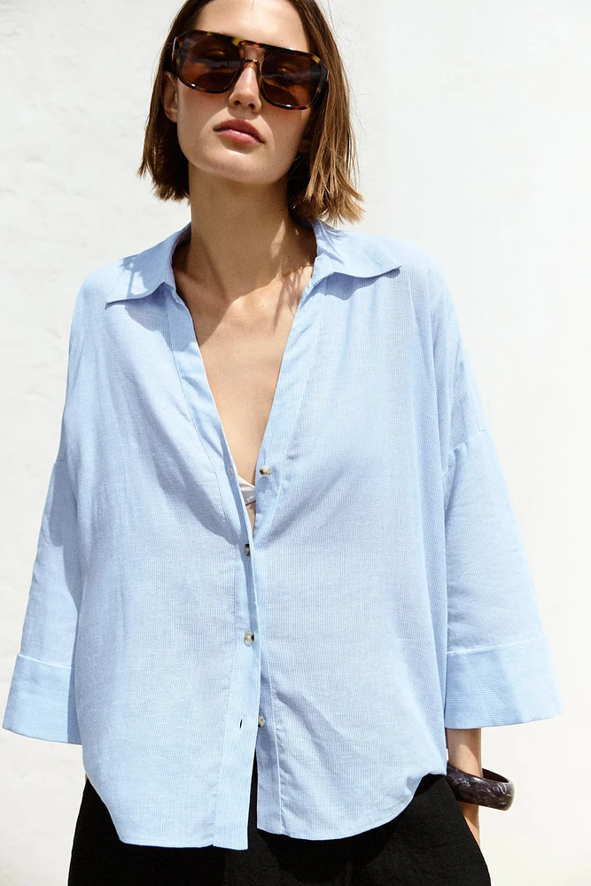 CHEMISE MANCHE LARGE AVEC LIN