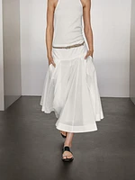 Jupe midi empiècement 100 % coton