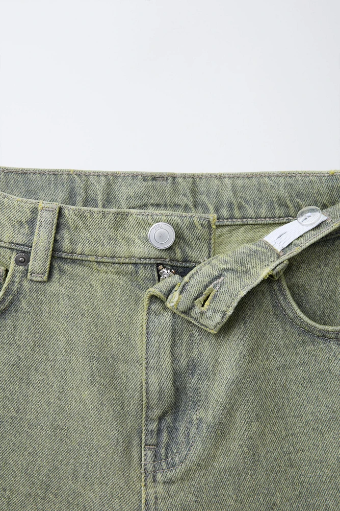 LONG BERMUDA EN DENIM EFFET DÉLAVÉ