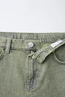 LONG BERMUDA EN DENIM EFFET DÉLAVÉ