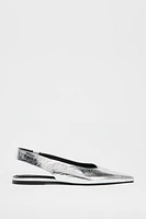 LEATHER METALLIC EFFECT SLINGBACK BALLET FLATS