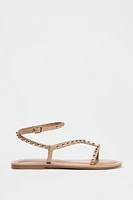 SANDALES À BRIDES ET VERROTERIES MÉTALLIQUES
