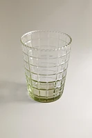 RAISED DESIGN GLASS TUMBLER