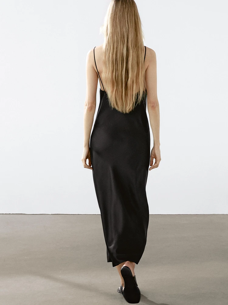 Robe longue nuisette satinée