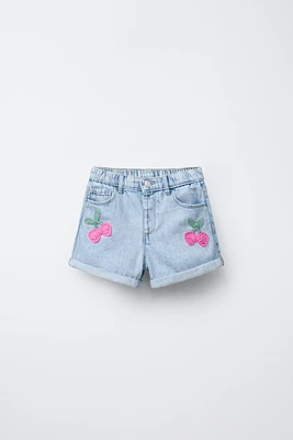 SHORT EN JEAN AVEC CROCHET FRUITS