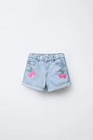 SHORT EN JEAN AVEC CROCHET FRUITS